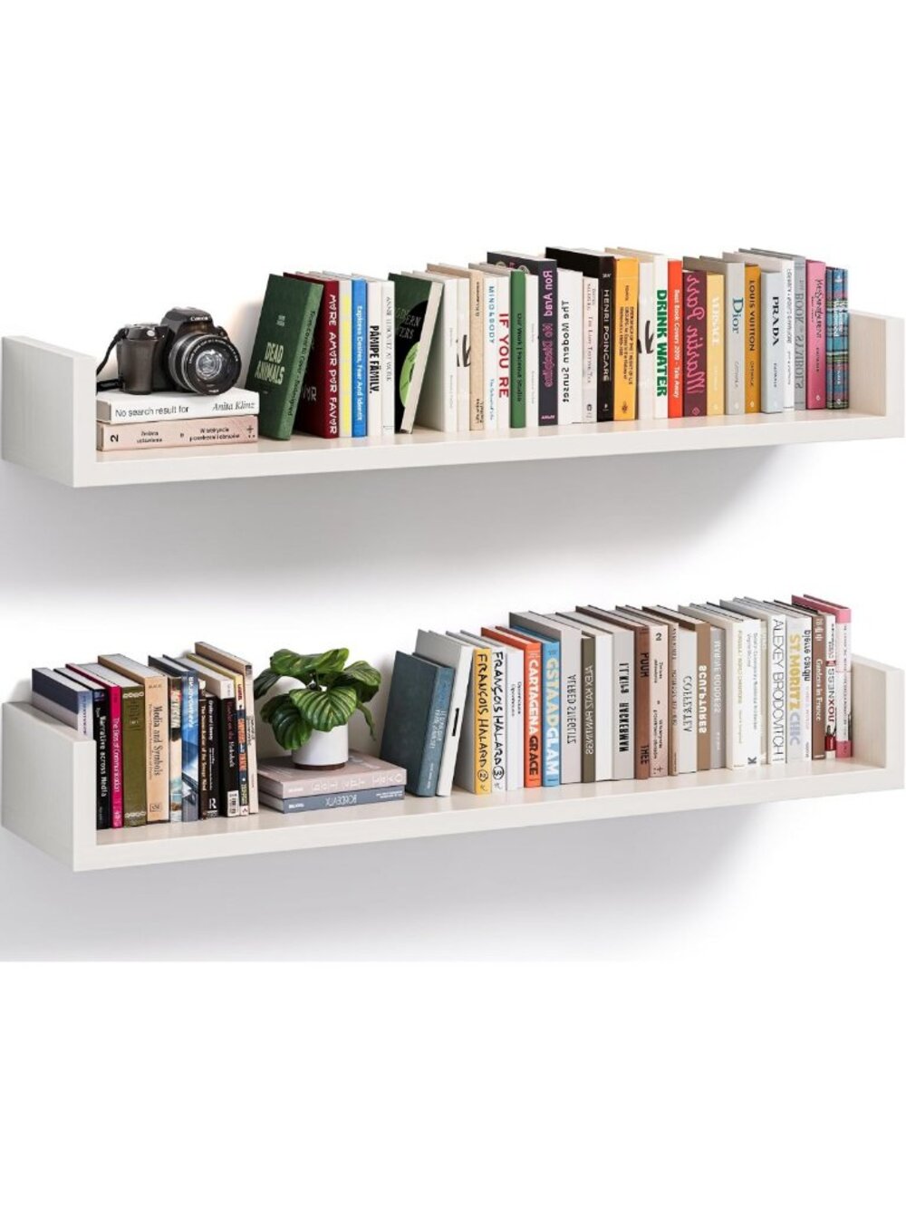 Stylish U-Shaped Floating Bookshelves - Set of 4 Wall-Mounted Storage Shelves